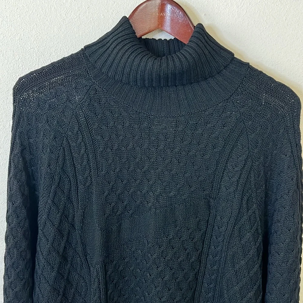 Nike Cable Knit Sweater Turtleneck Black Size Medium Mens Loose Fit - Picture 4 of 16